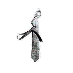 Christopher Hart Mens Silk Paisley Tie Green Blue Big and Tall CHHS990 NWT